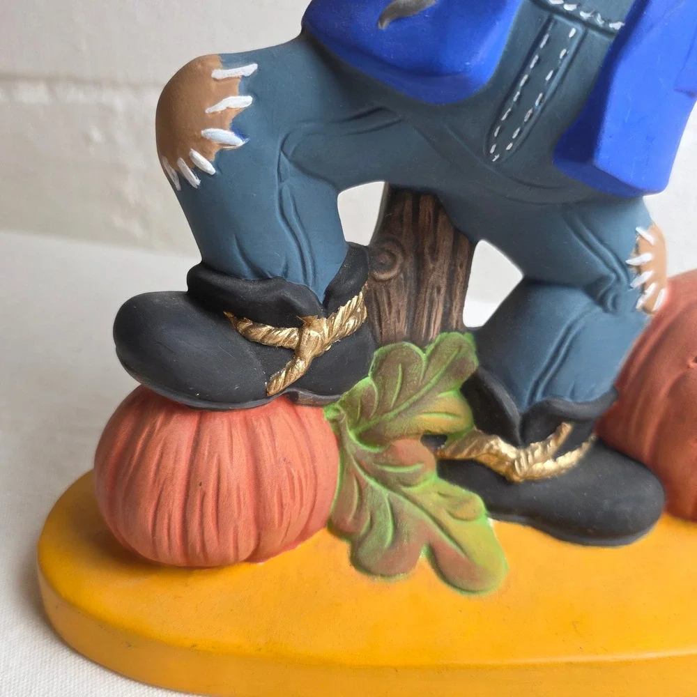 Vintage Ceramic Scarecrow Figurine Fall Harvest Halloween Decor Pumpkin